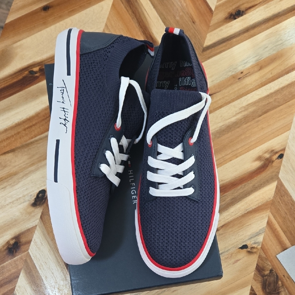 Tommy Hilfiger Navy Sneakers with Red and White Details